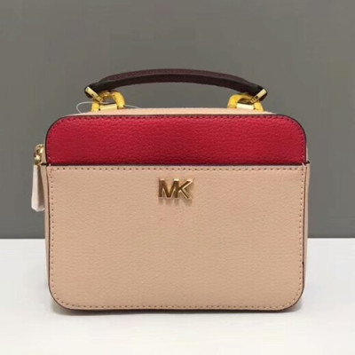 Michael Kors 2018 Leather Mott Tote Shoulder Bag, 18CM - 마이클 코어스 2018 레더 모토 토트 숄더백 ,MKB0019, 18CM,핑크베이지