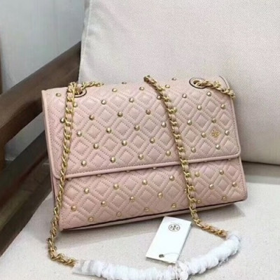 Tory Burch Leather Pink Fleming Chain Shoulder Bag,21cm - 토리버치 레더 핑크 플레밍 체인 숄더백 TBB0087,21cm