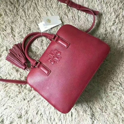 Tory Burch Leather Red Thea Rounded Double-zip Satchel Tote Shoulder Bag,29cm - 토리버치 레더 레드 테아 라운드 더블 집 사첼 토트 숄더백 TBB0106,29cm