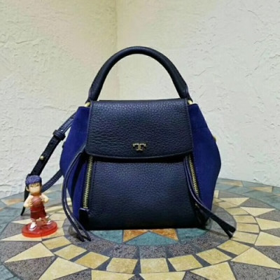 Tory Burch Leather Blue Tote Shoulder Bag,19cm - 토리버치 레더 블루 토트 숄더백 TBB0126,19cm