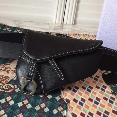 Dior 2018 Leather Black Saddle Belt Bag ,17.5CM - 디올 2018 레더 블랙 새들 벨트백,DIOB0027,17.5CM