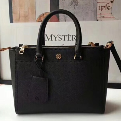 Tory Burch Leather Black Robinson Double Zip Tote Shoulder Bag,27cm - 토리버치 레더 블랙 로빈슨 더블 짚 토트 숄더백 TBB0143,27cm