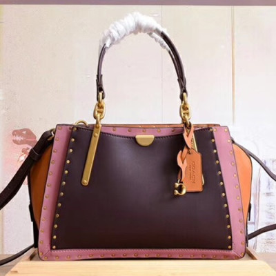 Coach Leather Dreamer Version Tote Shoulder Bag,28cm - 코치 레더 드리머 버전 토트 숄더백 COAB0046,28cm,퍼플