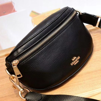 Coach Leather Belt Bag  Shoulder Bag,21cm - 코치 레더  벨트백 숄더백, COAB0055,21cm,블랙