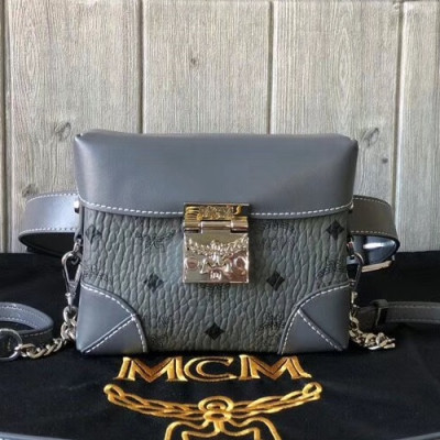 MCM Visetos Leather Belt Bag / Shoulder Bag,16.5cm - 엠씨엠 여성용 비세토스 레더 벨트백/숄더백 MCMB0011, 16.5cm,그레이