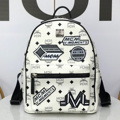 MCM Visetos Victory Patch Stark Leather Back Pack,26/34cm - 엠씨엠 비세토스 빅토리 패치 스타크 레더 백팩 MCMB0021, 26/34cm,화이트