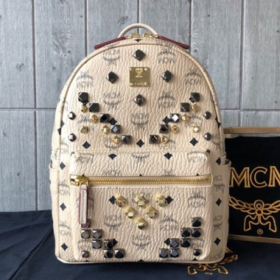 MCM Visetos Stark Leather Back Pack,21/26/34cm - 엠씨엠 비세토스 스타크 레더 남여공용 백팩 MCMB0041, 21/26/34cm,베이지