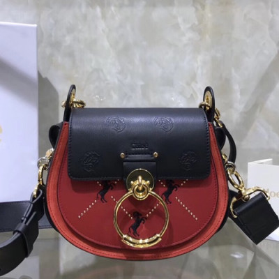 Chole 2019 Tess Leather Shoulder Bag, 20cm -  끌로에 2019 테스 레더 숄더백,CLB0006,20cm,레드+블랙