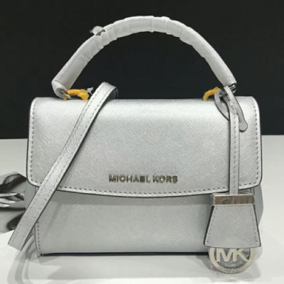 Michael Kors Leather Tote Shoulder Bag, 18/25CM - 마이클 코어스 레더 토트 숄더백 ,MKB0158, 18/25CM,실버