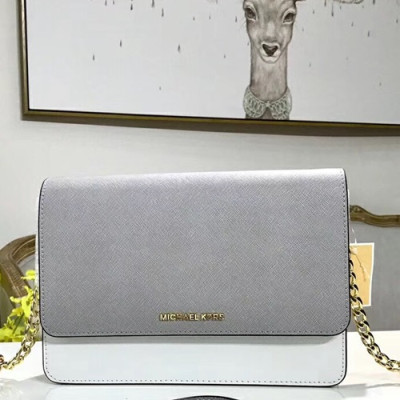 Michael Kors Leather Shoulder Bag, 24CM - 마이클 코어스 레더 숄더백,MKB0204, 24CM,그레이+화이트