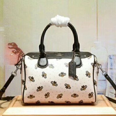 Coach Leather Tote Shoulder Bag,23cm - 코치 레더 토트 숄더백 COAB0163,23cm,화이트