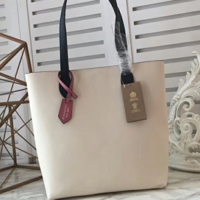 Burberry Leather Tote Shoulder Shopper Bag, 30cm -  버버리 레더 토트 숄더 쇼퍼백,BURB0038,30cm,크림