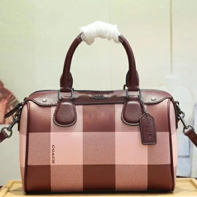 Coach Leather Tote Shoulder Bag,23cm - 코치 레더 토트 숄더백 COAB0193,23cm,브라운