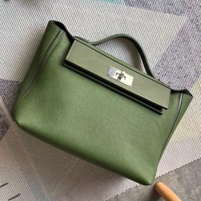 Hermes Kelly 2424 Togo Leather Tote Shoulder Bag ,29cm - 에르메스 켈리2424 토고 레더 여성용 토트 숄더백 HERB0067,29cm,그린