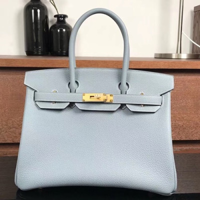 Hermes Birkin Togo Leather Tote Shoulder Bag ,30cm - 에르메스 버킨 토고 레더 여성용 토트 숄더백 HERB0124,30cm,스카이블루