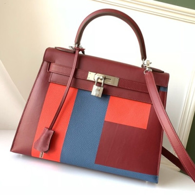 Hermes Kelly Leather Tote Shoulder Bag ,28cm - 에르메스 켈리 레더 여성용 토트 숄더백 HERB0134,28cm,와인