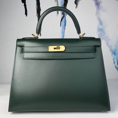 Hermes Kelly Box Leather Tote Shoulder Bag ,28cm - 에르메스 켈리 복스 레더 여성용 토트 숄더백 HERB0143,28cm,그린