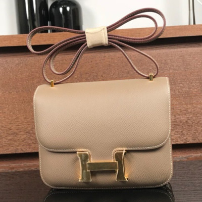 Hermes Constance Leather Shoulder Bag,19cm - 에르메스 콘스탄스 레더 여성용 숄더백 HERB0147, 19cm,그레이(금장)