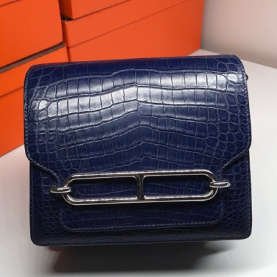 Hermes Roulis Crocodile Leather Shoulder Bag ,19cm - 에르메스 룰리스 크로커다일 레더 여성용 숄더백 HERB0189,19cm,네이비