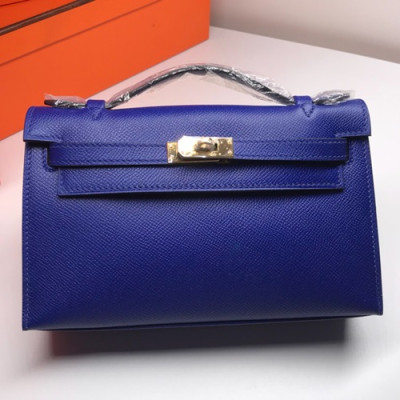 Hermes Mini Kelly Epsom Leather Tote Bag / Clutch Bag,22cm - 에르메스 미니 켈리 엡송 레더 여성용 토트백/클러치백 HERB0201, 22cm,다크블루