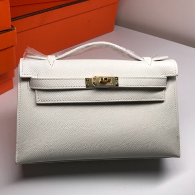 Hermes Mini Kelly Epsom Leather Tote Bag / Clutch Bag,22cm - 에르메스 미니 켈리 엡송 레더 여성용 토트백/클러치백 HERB0203, 22cm,화이트