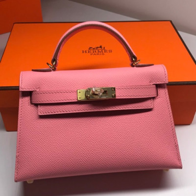 Hermes Mini Kelly 2 Epsom Leather Tote Shoulder Bag , - 에르메스 미니 켈리 2 엡송 레더 여성용 토트 숄더백 HERB0224,연핑크