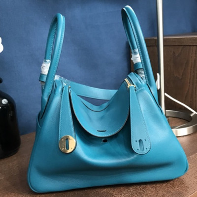 Hermes Lindy Swift Leather Tote Shoulder Bag ,26cm - 에르메스 린디 스위프트 레더 여성용 토트 숄더백 HERB0252,26cm,블루