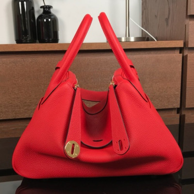 Hermes Lindy Togo Leather Tote Shoulder Bag ,30cm - 에르메스 린디 토고 레더 여성용 토트 숄더백 HERB0266,30cm,레드