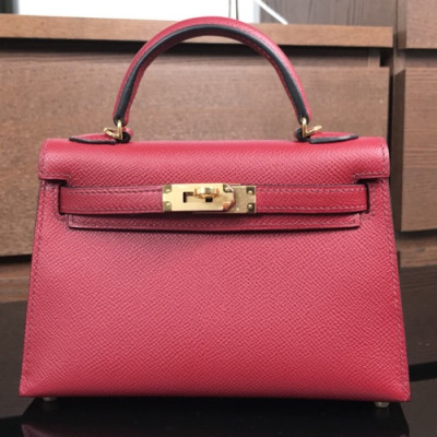 Hermes Mini Kelly 2 Epsom Leather Tote Shoulder Bag , - 에르메스 미니 켈리 2 엡송 레더 여성용 토트 숄더백 HERB0287,레드