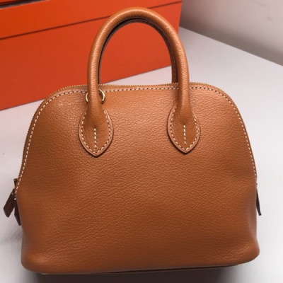 Hermes Mini Bolide Goat Skin Leather Tote Bag ,18cm - 에르메스 미니 볼리드 고트 스킨 레더 여성용 토트백 HERB0308,18cm,브라운