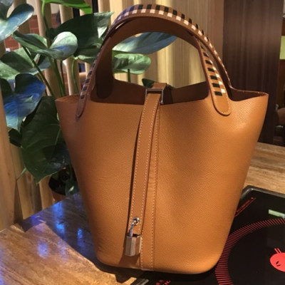 Hermes Picotin Lock Epsom Leather Tote Bag,18cm - 에르메스 피코탄 락 엡송 레더 여성용 토트백 HERB0319, 18cm,브라운