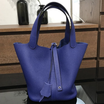 Hermes Picotin  Lock Togo Leather Tote Bag,22cm - 에르메스 피코탄 락 토고 레더 여성용 토트백 HERB0321, 22cm,블루