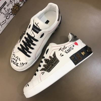 [커스텀급] Dolce&Gabbana 2018 Mens Leather Sneakers - 돌체앤가바나 남성 레더 스니커즈 Dol0130x.Size(240 - 275)화이트