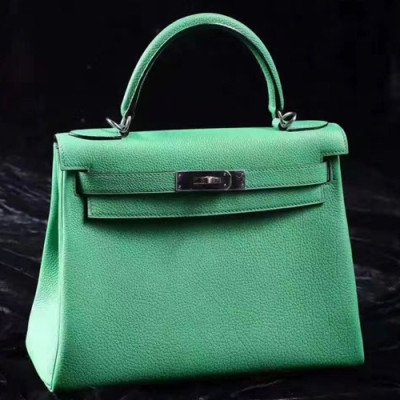 Hermes Kelly Togo Leather Tote Shoulder Bag ,28cm - 에르메스 켈리 토고 레더 여성용 토트 숄더백 HERB0349,28cm,그린