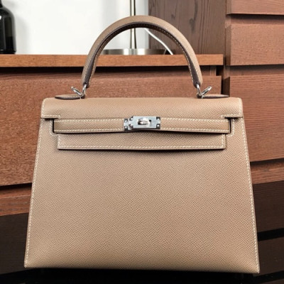 Hermes Kelly Epsom Leather Tote Shoulder Bag ,25cm - 에르메스 켈리 엡송 레더 여성용 토트 숄더백 HERB0359,25cm,베이지그레이