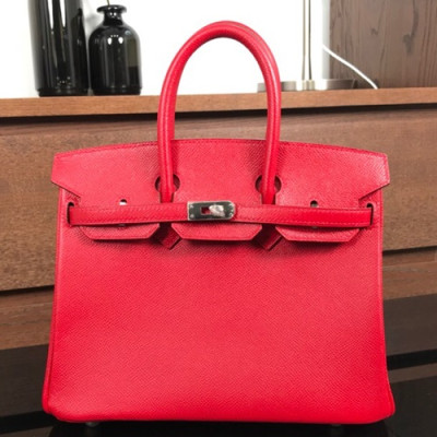 Hermes Birkin Epsom Leather Tote Shoulder Bag ,25cm - 에르메스 버킨 엡송 레더 여성용 토트 숄더백 HERB0404,25cm,레드