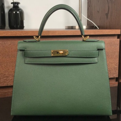 Hermes Kelly Epsom Leather Tote Shoulder Bag ,28cm - 에르메스 켈리 엡송 레더 여성용 토트 숄더백 HERB0408,28cm,다크그린