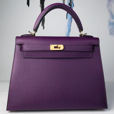 Hermes Kelly Ever Color Leather Tote Shoulder Bag ,25cm - 에르메스 켈리 에버컬러 레더 여성용 토트 숄더백 HERB0423,25cm,퍼플