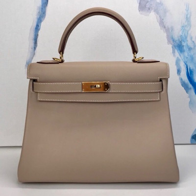 Hermes Kelly Swift Leather Tote Shoulder Bag ,28cm - 에르메스 켈리 스위프트 레더 여성용 토트 숄더백 HERB0426,28cm,그레이