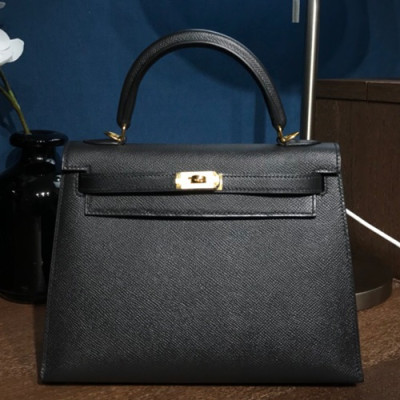 Hermes Kelly Epsom Leather Tote Shoulder Bag ,25cm - 에르메스 켈리 엡송 레더 여성용 토트 숄더백 HERB0431,25cm,블랙