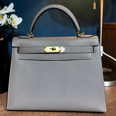 Hermes Kelly Epsom Leather Tote Shoulder Bag ,28cm - 에르메스 켈리 엡송 레더 여성용 토트 숄더백 HERB0435,28cm,그레이