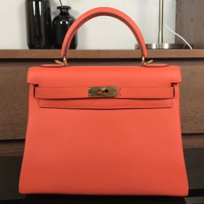 Hermes Kelly Swift Leather Tote Shoulder Bag ,28cm - 에르메스 켈리 스위프트 레더 여성용 토트 숄더백 HERB0442,28cm,오렌지