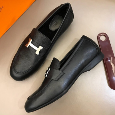 [커스텀급] Hermes 2018 Mens Leather Logo Loafer - 에르메스 남성 레더 로고 로퍼 Her0055x.Size(240 - 265)블랙