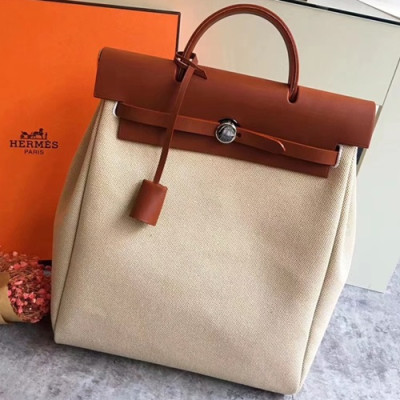 Hermes Herbag-A DOS Canvas Back Pack ,35cm - 에르메스 허백-A DOS 캔버스 남여공용 백팩 HERB0476,35cm,베이지