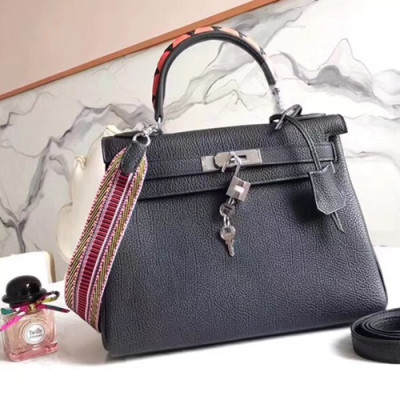 Hermes Leather Tote Shoulder Bag ,28cm - 에르메스 레더 여성용 토트 숄더백 HERB0489,28cm,블랙