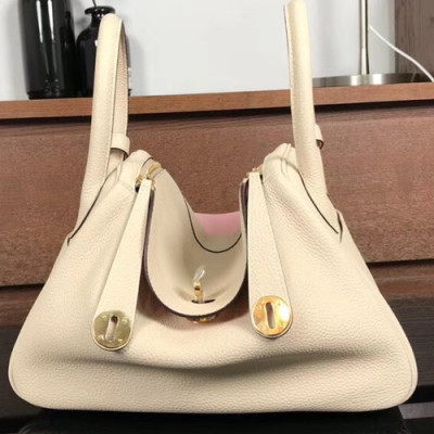 Hermes Lindy Togo&Swift Leather Tote Shoulder Bag ,26cm - 에르메스 린디 토고&스위프트 레더 여성용 토트 숄더백 HERB0491,26cm,연그레이+핑크