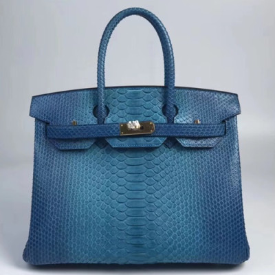 Hermes Birkin Snake Leather Tote Shoulder Bag ,30cm - 에르메스 버킨 스네이크 레더 여성용 토트 숄더백 HERB0509,30cm,다크블루