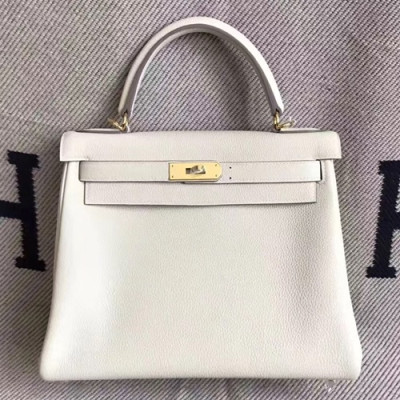 Hermes Kelly Togo Leather Tote Shoulder Bag ,28cm - 에르메스 켈리 토고 레더 여성용 토트 숄더백 HERB0547,28cm,화이트