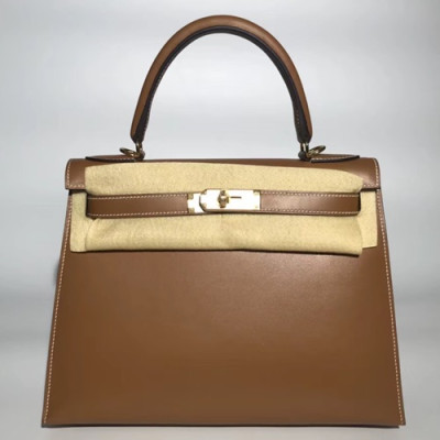 Hermes Kelly Box Leather Tote Shoulder Bag ,28cm - 에르메스 켈리 복스 레더 여성용 토트 숄더백 HERB0549,28cm,브라운