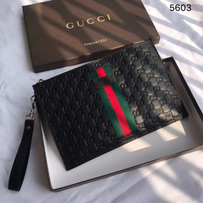 Gucci Leather Clutch Bag ,30CM - 구찌 레더 남성용 클러치백 GUB0215 ,30cm,블랙